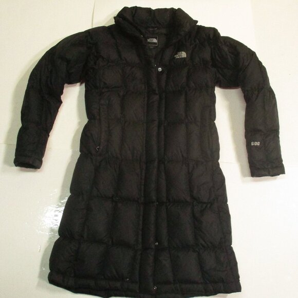 The North Face 600 Goose Down Jacket Womens Black Long Puffer Coat No Hood Sz XS - Picture 1 of 6